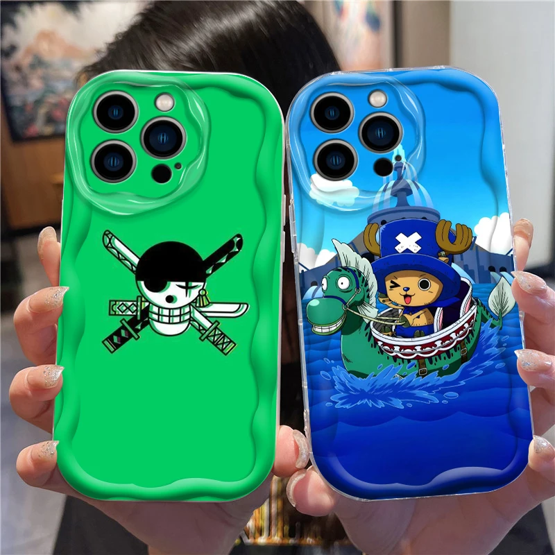 One Piece Anime Cartoon Logo For Apple iPhone 15 14 13 12 11 XS XR X Pro Max Plus Wave Oil TPU Phone Case