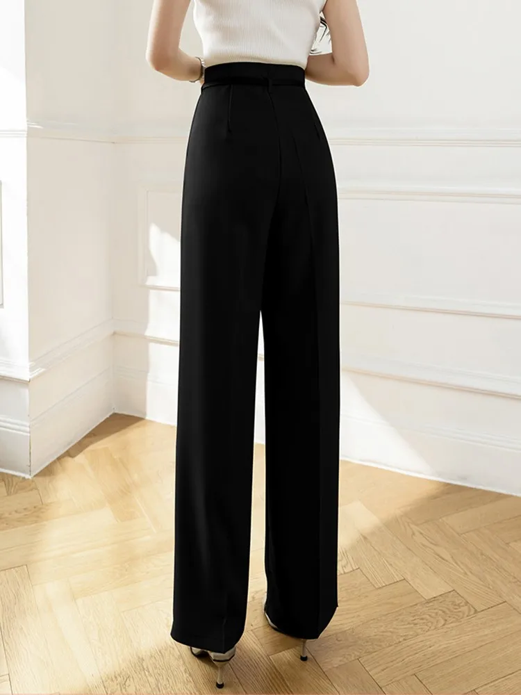 High Waist Wide Leg Pants Female 2022 Summer Elegant Office Lady Suit Pants Fashion Solid Color All-match Women Long Pants W1148