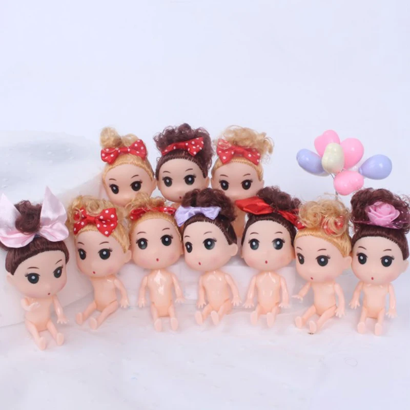 1Pc 12CM Cartoon Dressing Girl Birthday Dress Doll Baking Cake Topper Decoration Doll Princess Kid Wedding Party DIY Random