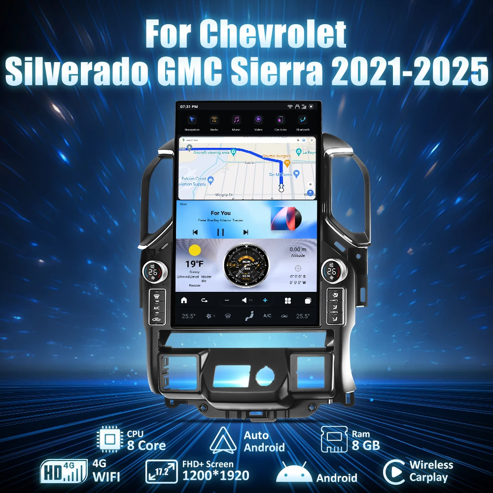 

AuCAR 17.2" Latest Android 14 Car Radio Stereo GPS Navigation Multimedia DVD Player for Chevrolet Silverado GMC Sierra 2019-2024