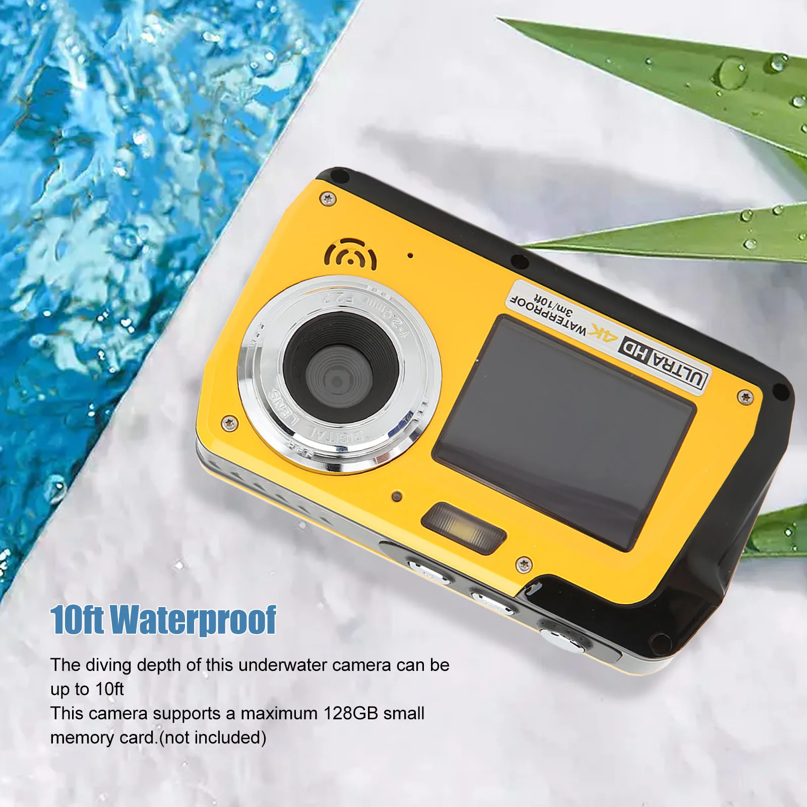 

Underwater Video Camera 4K 56MP Dual Screen Digital Camera 18X Digital Zoom 10ft Waterproof Underwater Video Camera for Outdoor