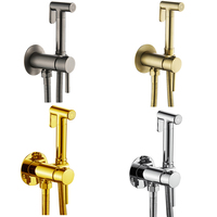 Fliger Bidets Brass Handheld Toilet Bidet Sprayer Hygienic Shower Bidet Faucet Hot Cold Water Toilet Bidet Portable Bidet