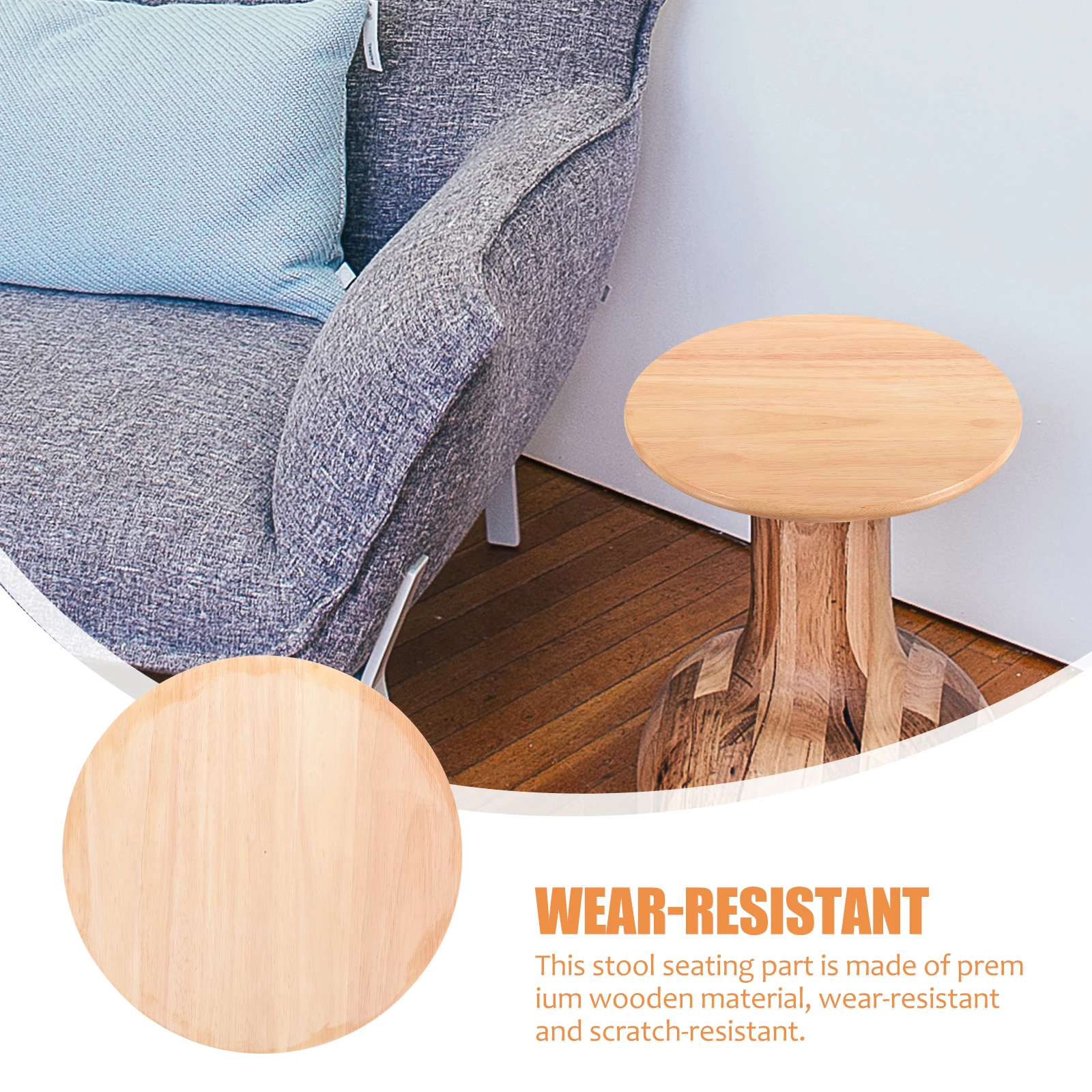

Solid Wood Round 34.5CM Bar Chair Replacement Seating Part Longlasting Steel Frame Compatible U Edge Design for Home