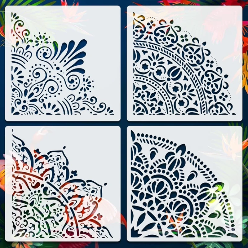 Wiederverwendbare große Mandala-Schablonen: PET-Malschablonen für Wand-, Boden-, Möbel-, Stoff-, Leinwand- und Heimdekorationen aus Holz