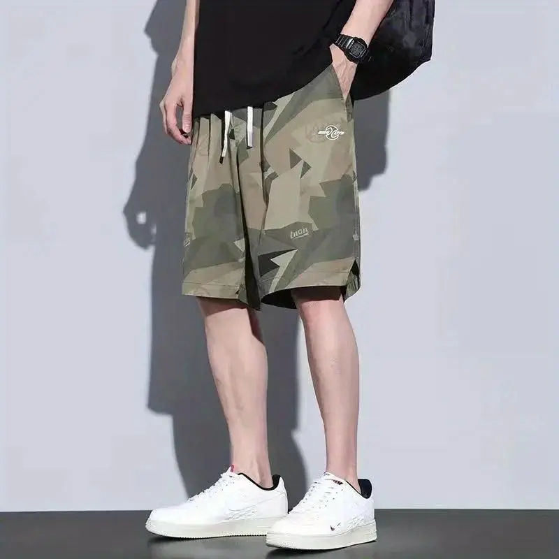 Casual Shorts Men 2024 New Summer Thin Style Loose Straight Cylinder Middle Pants Cool Sensation Breathable Motion Quarter Pants