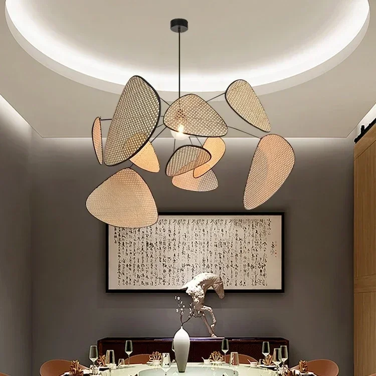 Japanese Wabi Sabi E27 Pendant Lights Home Decor Chandelier Lamp Rattan Led Luminarias Hanging Lamp Fixtures Nordic Indoor Light