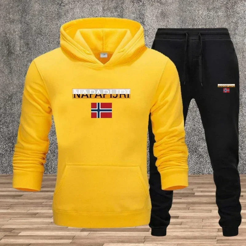 طقم ملابس رياضية للرجال، طقم ملابس رياضية، سويت شيرت مطبوع، بنطال 9 بوصة، طقم مكون من قطعتين، ملابس رجالية للركض غير رسمية