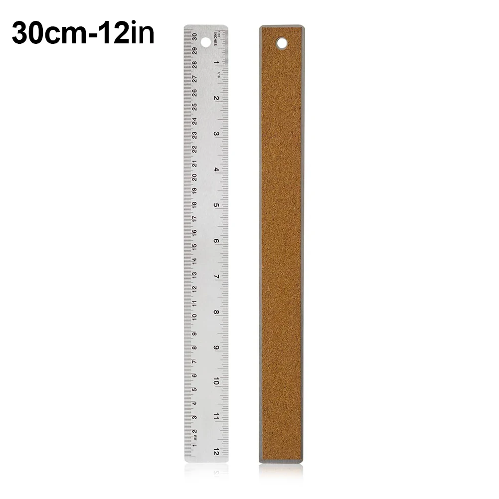 Metal Stainless Steel Ruler Cork Backed For Accurate Measurement Engineering Architecture Crafting Office Stationery 12 Inch