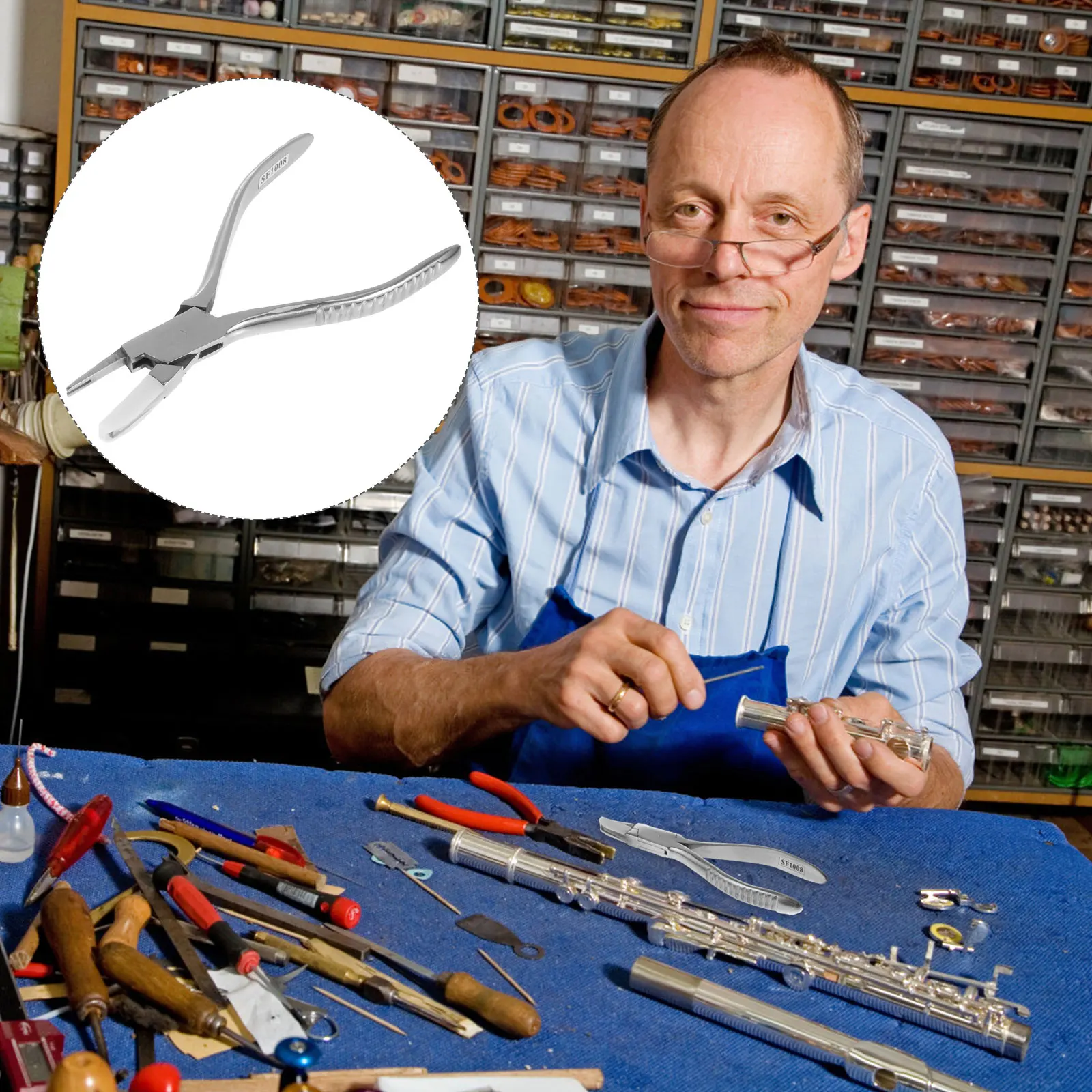 

Small Broken Spring Removal Pliers 301 Stainless Steel Wire Strippers for Wind Instrument Repair Tool Saxophone Flute Trumpet