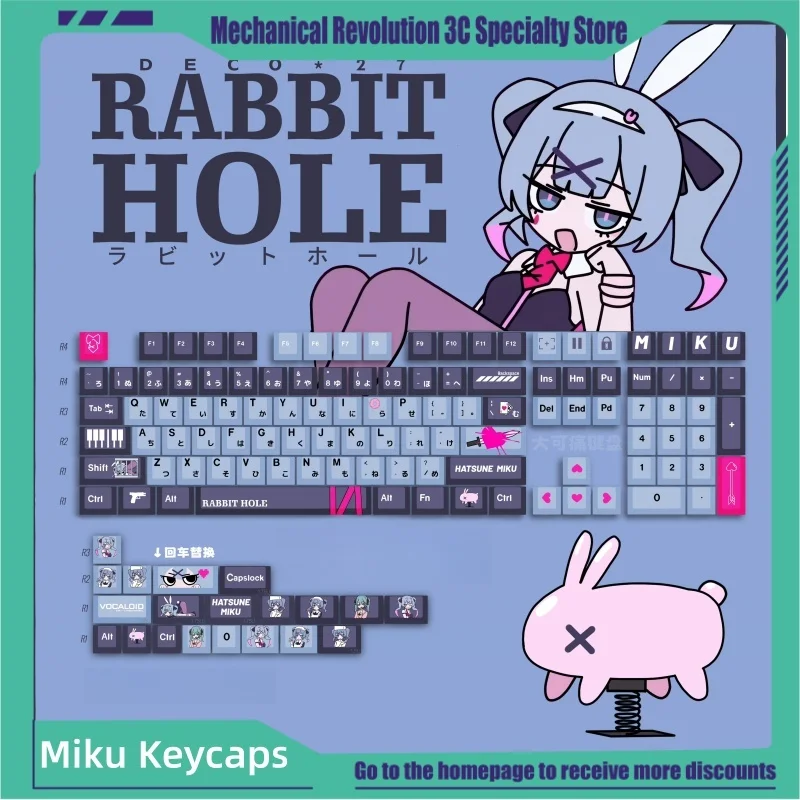 

New 120key Miku Themed Keycaps Cherry Profile Pbt Material Transparent Mechanical Gaming Keyboard Keycap Kawaii Anime Peripheral