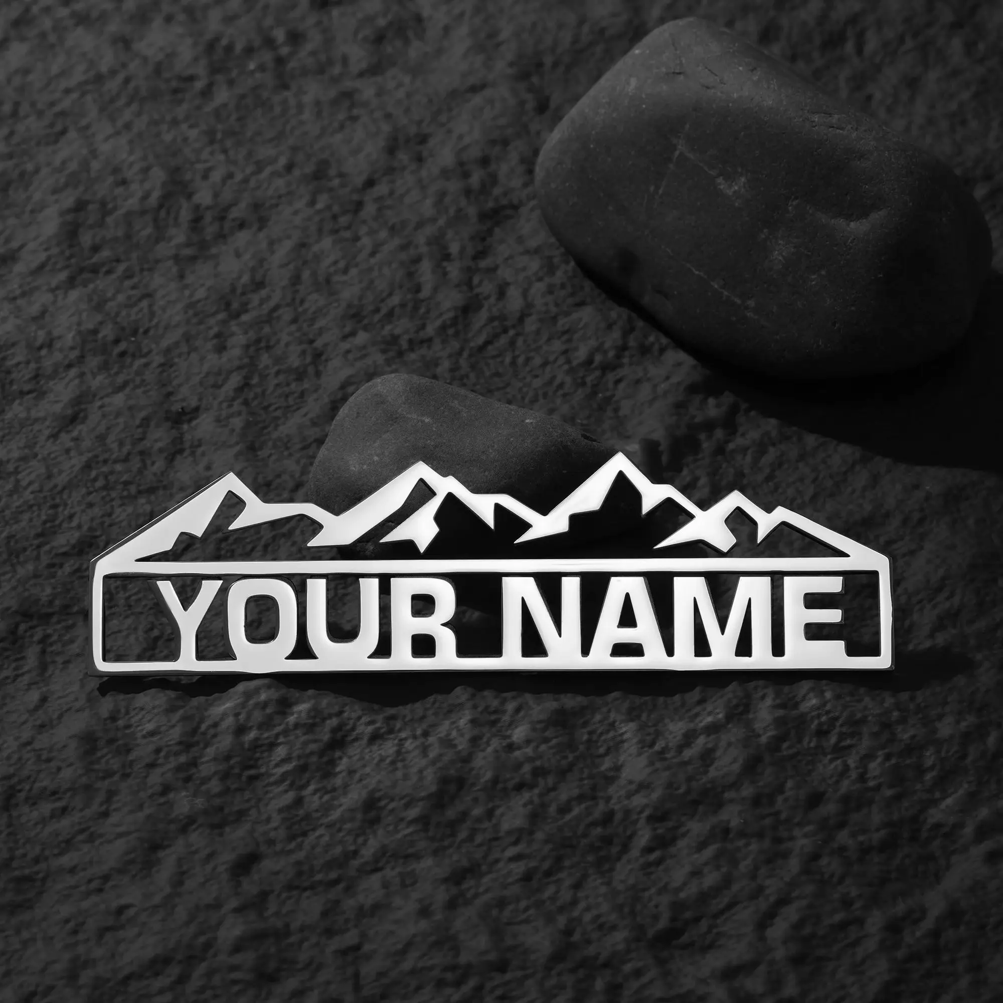 1PC 3D Metal Mountain Customized Logo Rear Trunk Side Fender Car Emblem Badge Decals For Auto Stickers Waterproof Accessories
