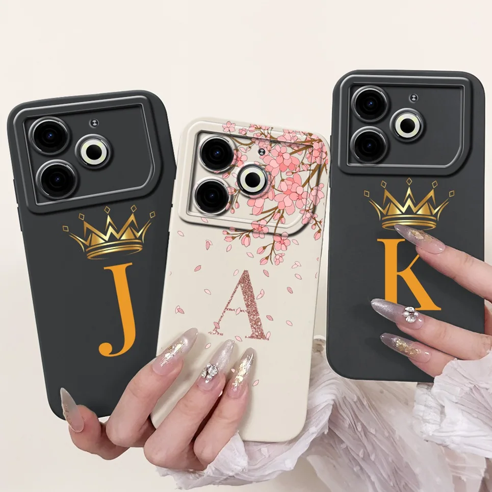 For Pova 6 Neo 4G Tecno Case 26 Letters Nickname Painting Shockproof Silicone TPU Back Cover for Tecno Pova6 neo Soft Bumper