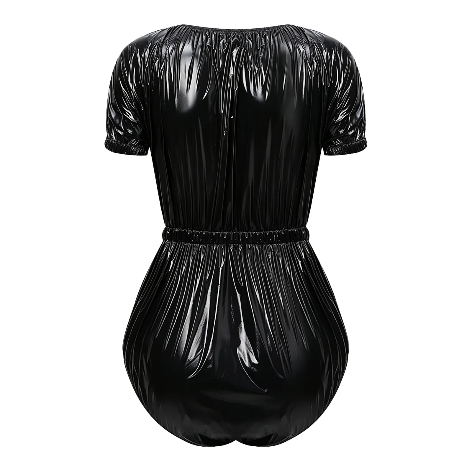 Women's Bodysuits Swimwear Swimming One-piece Waterproof Jumpsuit with Buttoned Crotch Short Sleeve Bodysuit Night Clubwear