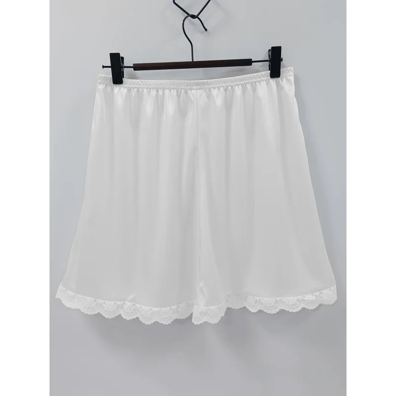 Solid Elegant Comfy Shapewear Skirt, Contrast Lace Trim Petticoat, Underwear & Shapewear Daily Wear