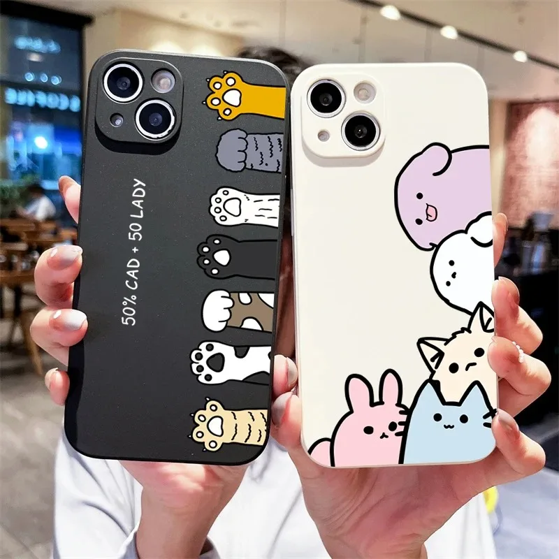 Funda de teléfono con bonitos animales, gato y perro, para iPhone 17 16 15 14 Plus 13 12 11 Pro MAX 17 Air 16E, bonita funda para teléfono para parejas y amantes
