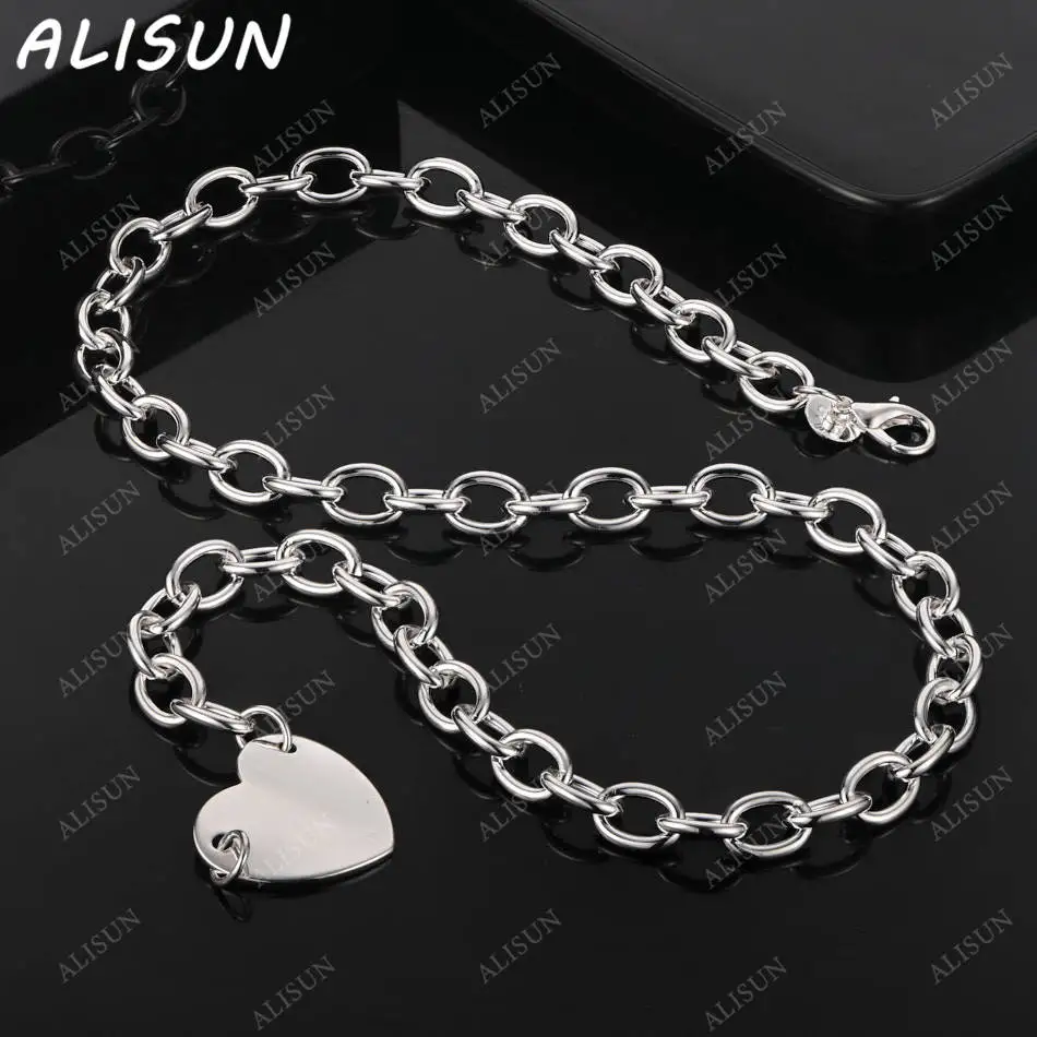 

ALISUN 925 Sterling Silver Heart Necklace For Women Creativity Gifts Street All-match Party And Daily Wear