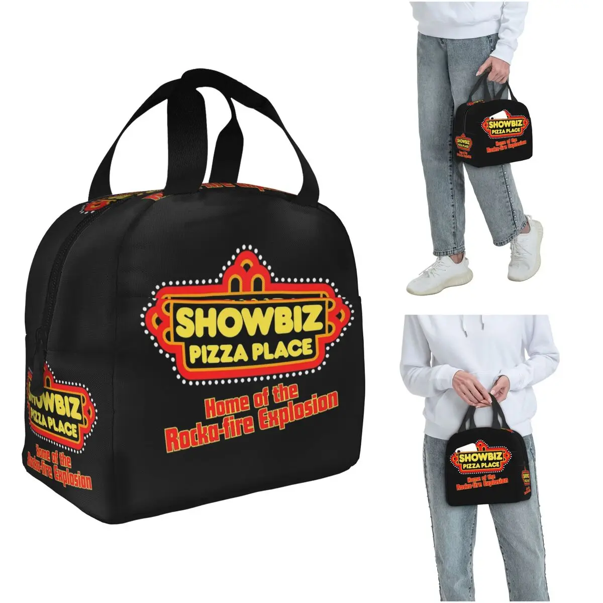

Термосумка для обедов Showbiz Pizza Place в стиле ретро-ресторана, изолированная, для женщин и детей, портативная, для еды, термосумка-тоут