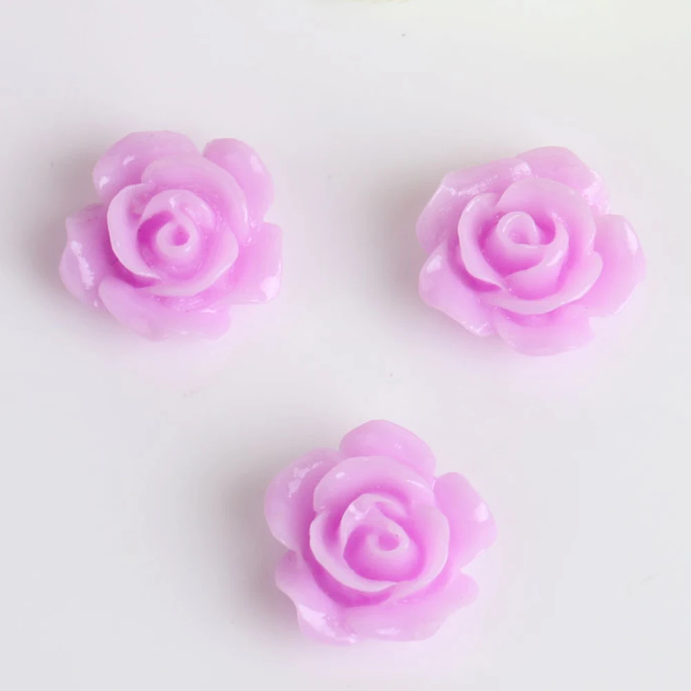 

200Pcs Resin Rose Flower Embellishments Mixed Color 15mm DIY Crafts Handmade Ornament Decoration for Phone Case Jewelry Hair