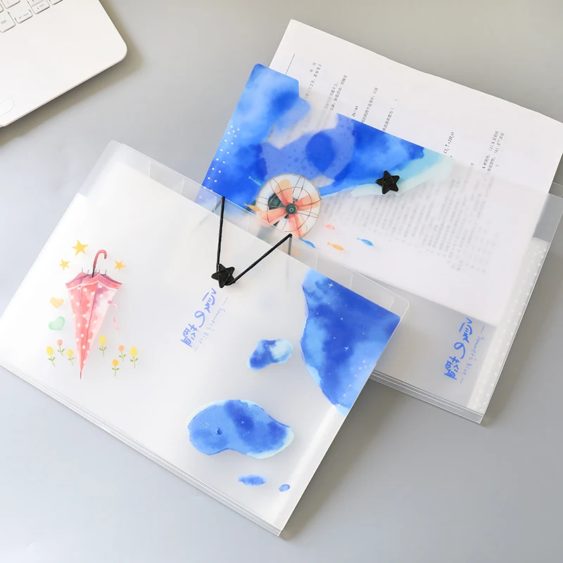 8 طبقة مجلد مستندات A4 متعددة الوظائف حقيبة ملفات مشبك تخزين حزمة PP شفافة مطاطا محفظة جيب مكتب الملحقات