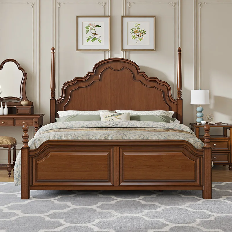 

Customizable American Country Full Solid Wood Bed High Box Storage