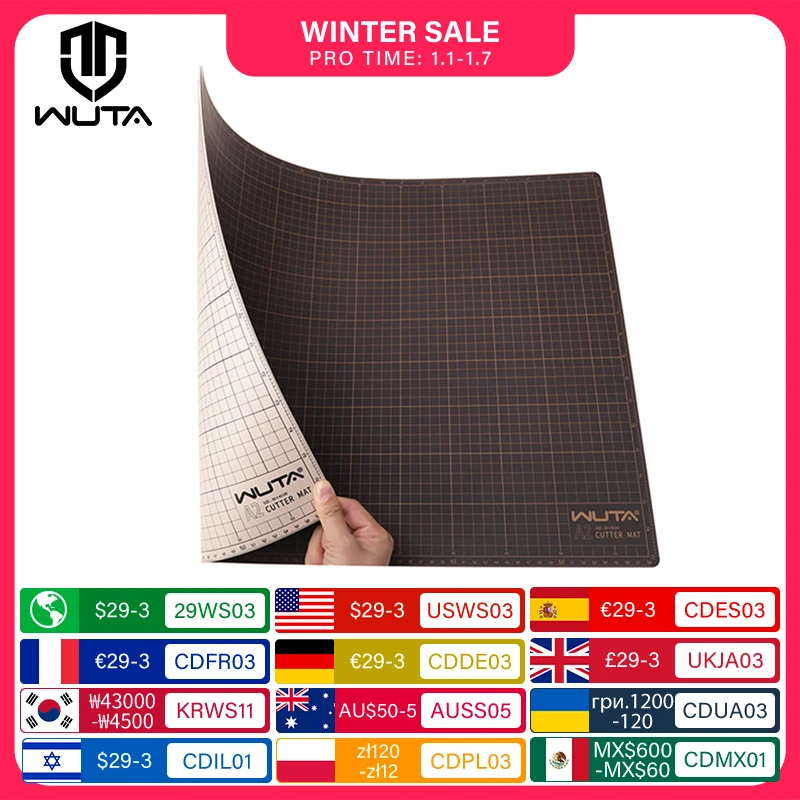 WUTA New Fabric Cutting Mat, Leather Cutting Board A1 A2 A3 A4 A5 Professional Self Healing Quality Double-Sided  Craft Tool Set