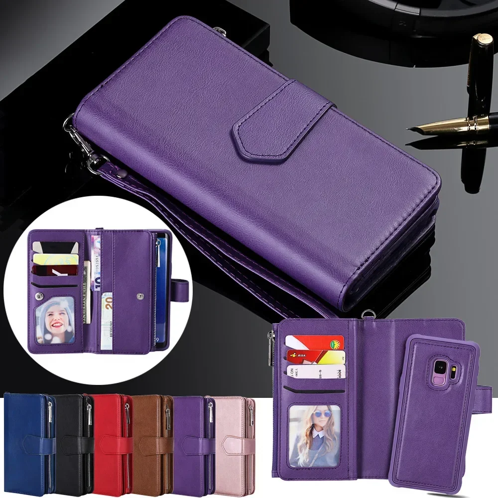 

Magnetic Flip Leather Case for Samsung Galaxy S24 Ultra S23 FE S22 S21 S20 S10 Plus Note 20 10 9 8 Zipper Wallet Card Cover Etui