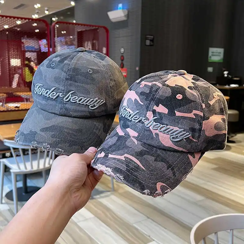 

New Camouflage Letters Baseball Cap Female Spring/Summer Street Tide Brand Sun-Poof Peaked Cap Couple