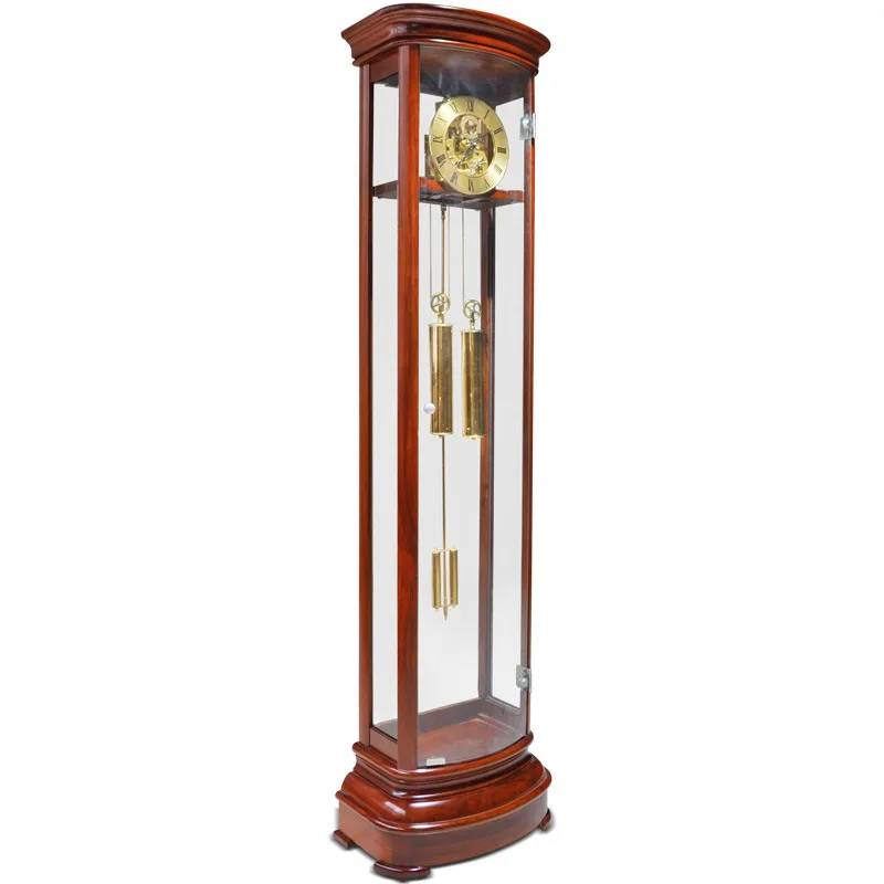 Floor Clock European Luxury Mechanical Clock Solid Wood Chinese Villa Standing Clock Retro Bronze Bell