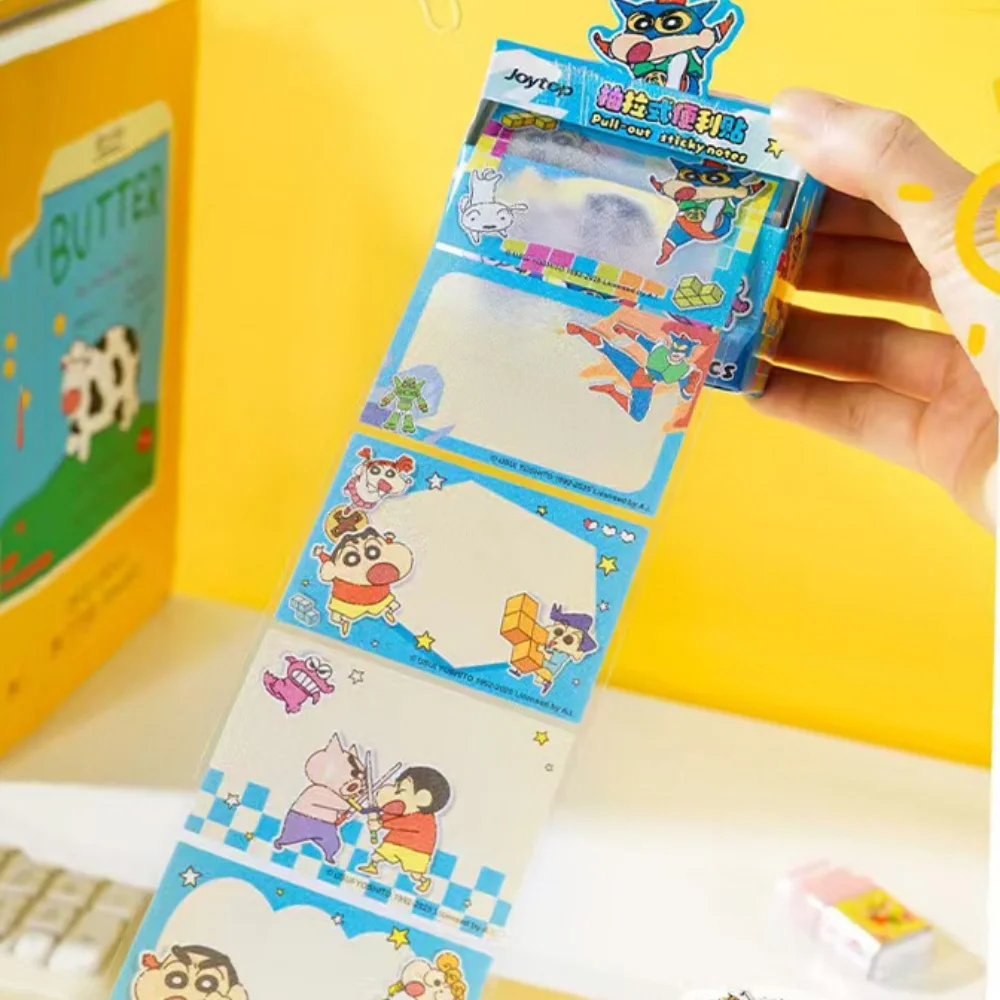 126 Uds. Crayón genuino Shin-Chan, notas adhesivas extraíbles, pegatina de notas de corazón femenino de dibujos animados, planificador de estudiantes, pegatinas decorativas Diy