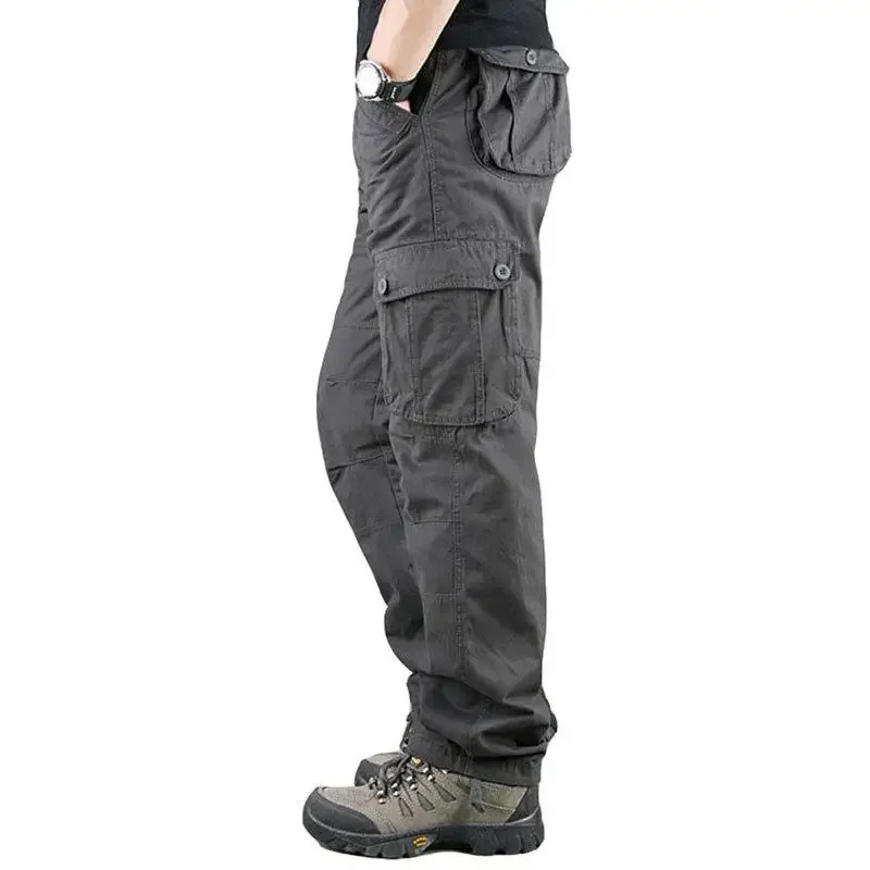 2025 New Men's Cross-Border Multi-Pocket Cargo Pants Straight-Leg Loose-Fit Spring Autumn Summer Pure Cotton Casual Long Pants