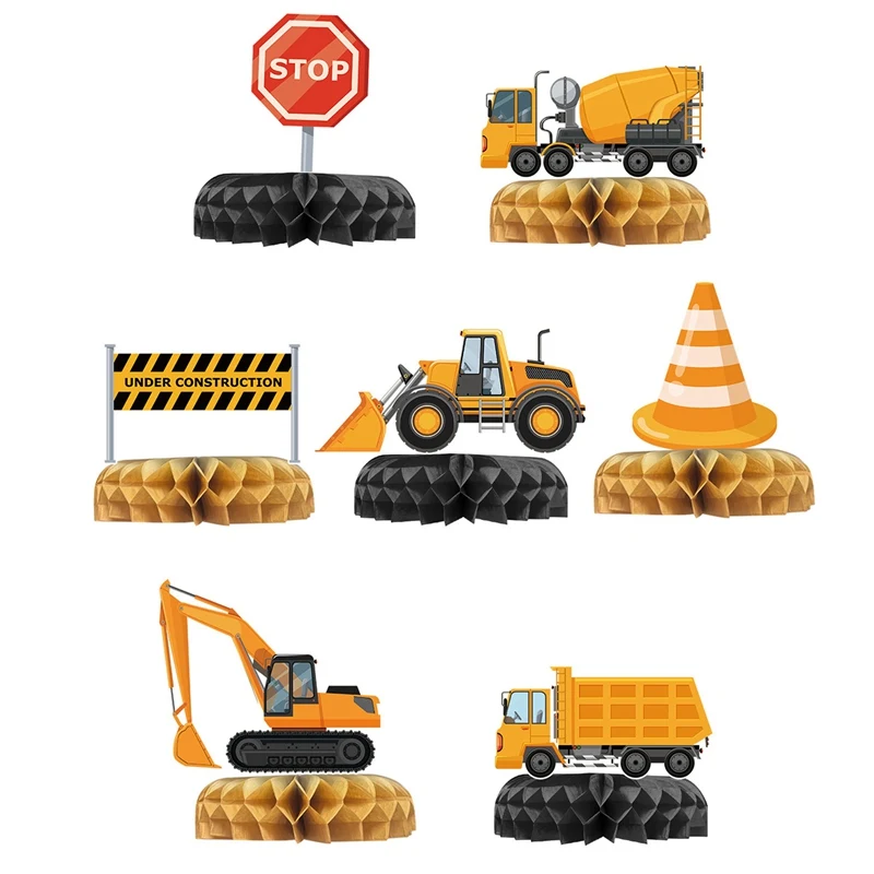 

Construction Vehicle Party Decorations Excavator Cake Topper Decor Disposable Tableware Set Kids Boys Birthday Party Supplies