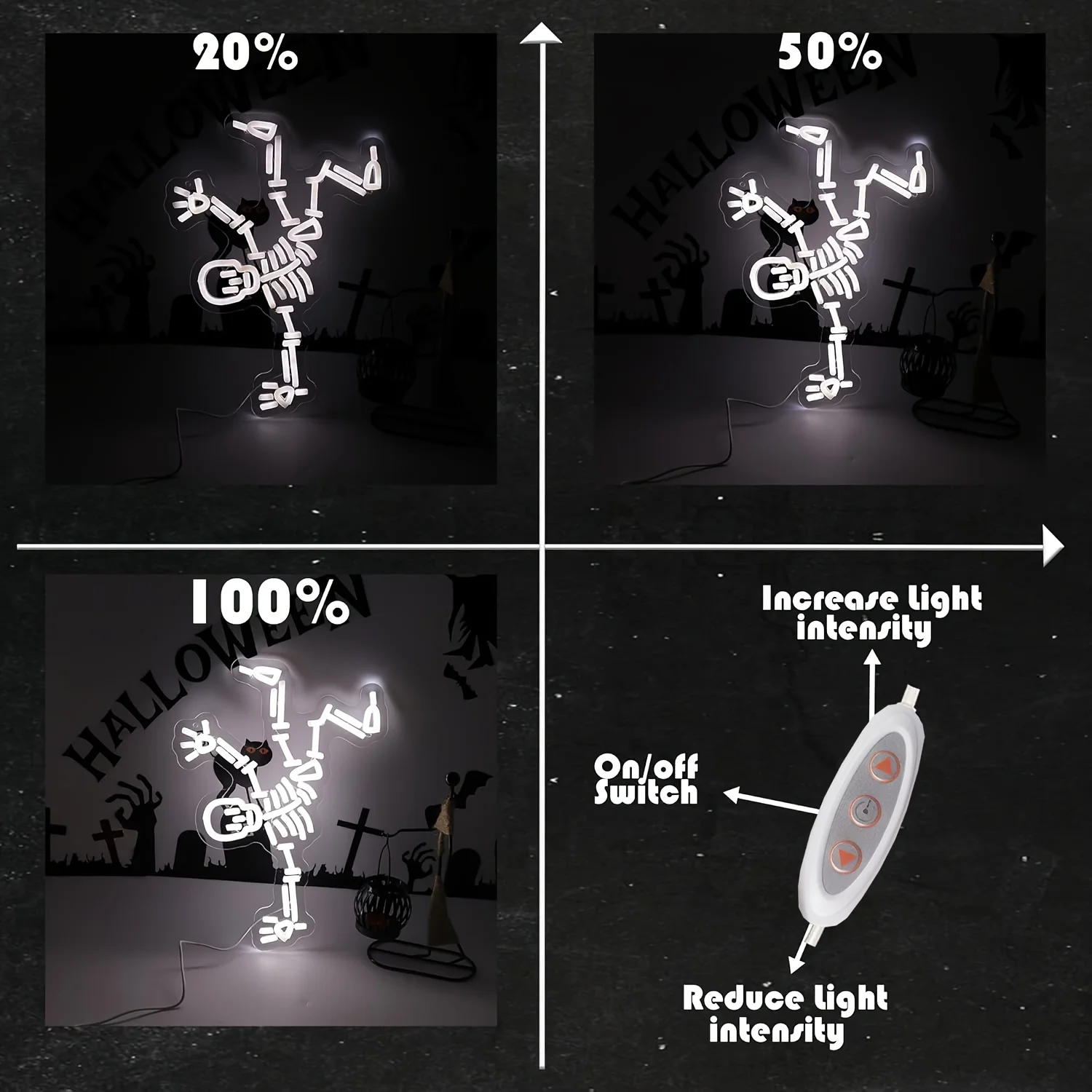 Dancing Skeleton Neon Light LED Neon Sign USB Powered for Bedroom Man Cave Game Room Helloween Party Decor Gift for Family