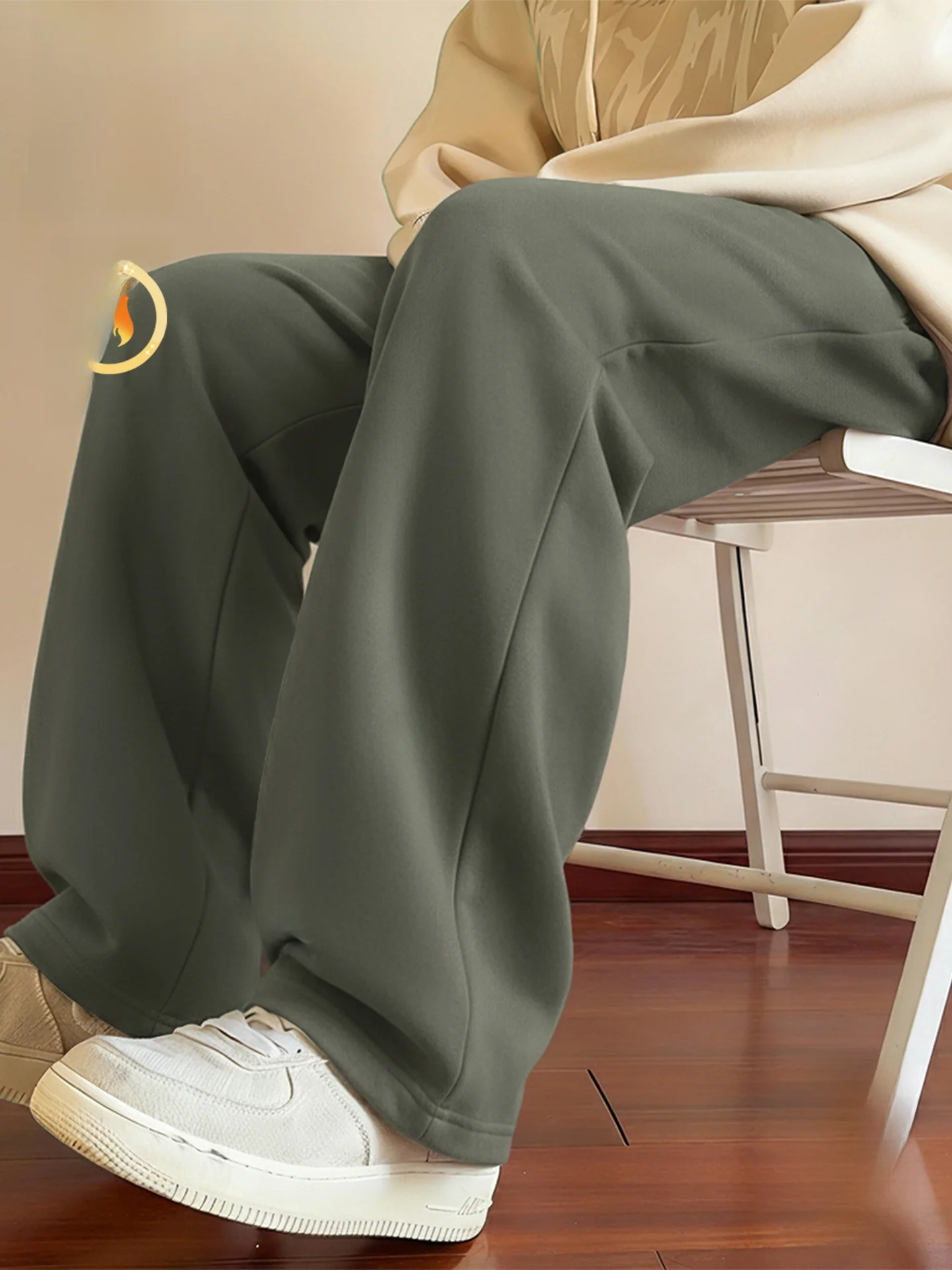 

Men's Fce Lined Straight Leg Casual Pants Heavyweight American Sle High Street Vibe Autumn Winter Leisure Tro...