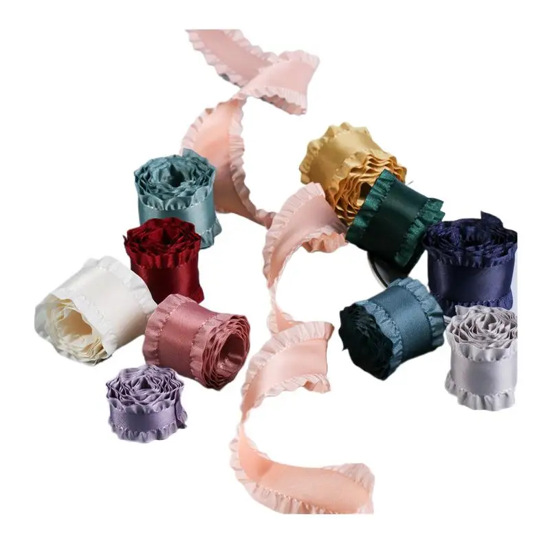 5 Yard/Lot 10/16/22/40mm Polyester Falbala Ribbon Bow Hair Lace Clothing Accessories DIY Manual Materials Nastri Per Decorare