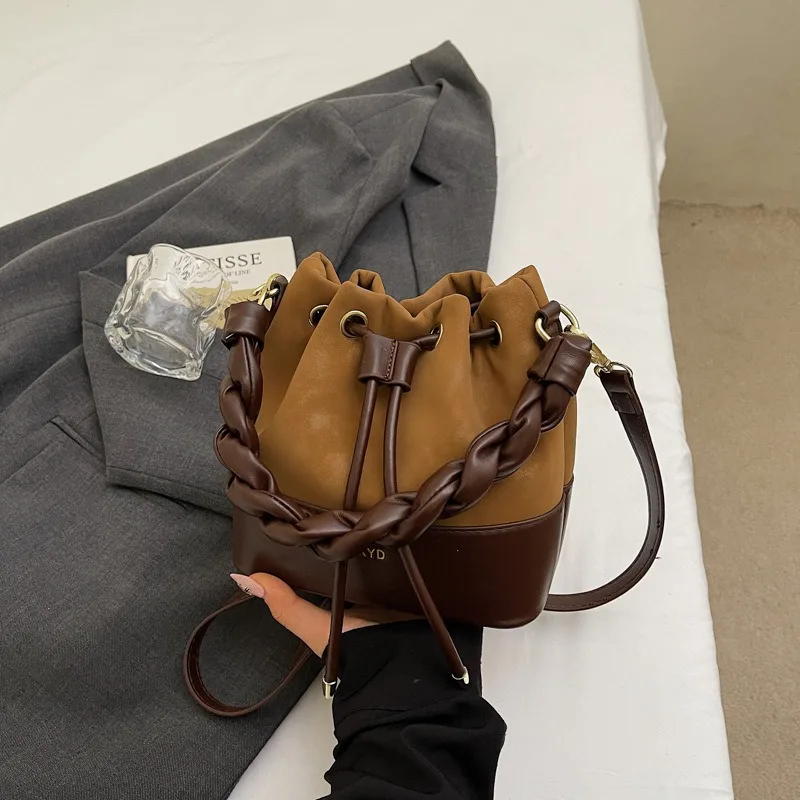 

Замшевая сумка через плечо, тканый дизайн, портативный плечевой ремень, модная универсальная сумка-мессенджер High Sense