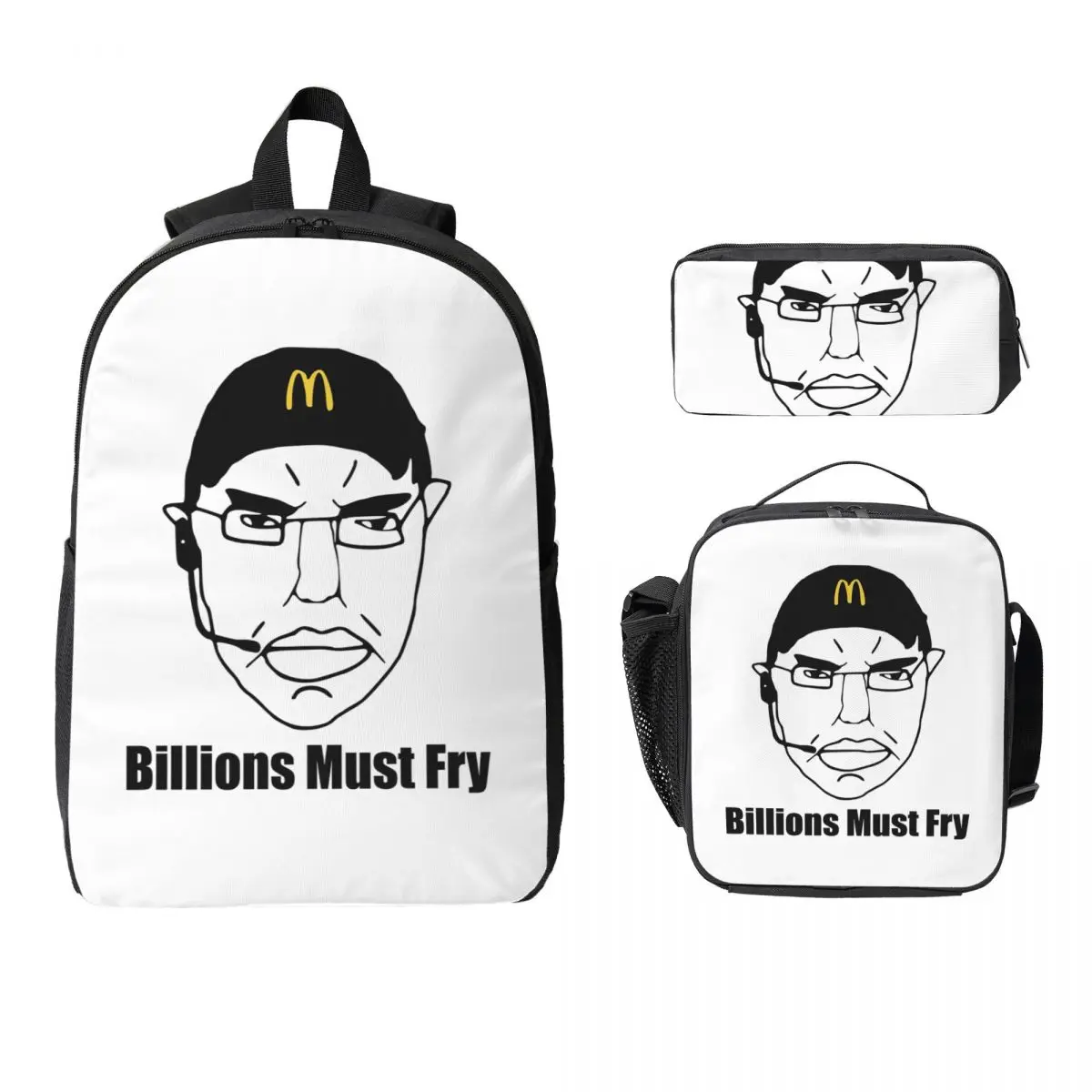 

CHUD Billions Must Fry Backpack Student Boys Girls BookBag School Bag Laptop Shoulder Bags 3ps Insulated Lunch Bag Pencil Case