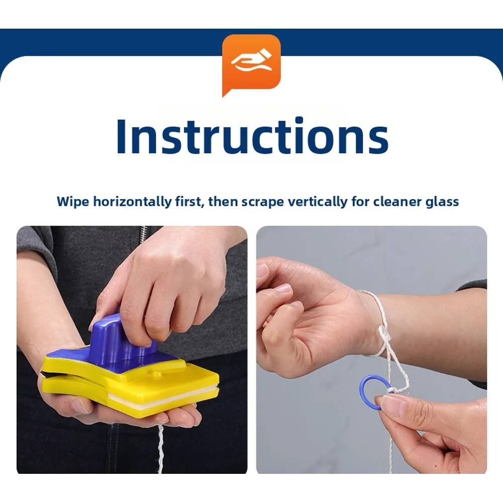 Efficient Window Cleaning Solution Cleaning Tool Dual-sided Cleaner Magnetic Glass Wiper Secure Strap Streak-free Cleaning