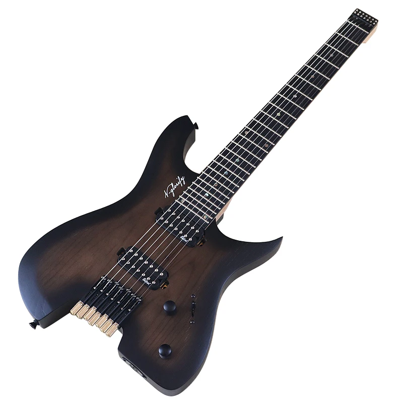 Solid Ashwood Body 7 Strings Headless Electric Guitar 30 Inch Headless Guitar Travel Guitar Good Handicraft Free Bag