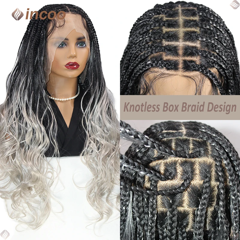 

26" French Curls Braiding Hair Synthetic Braided Wigs For Black Women Full Lace Wig Braid African Box Braids Hair Wig Curly Wigs