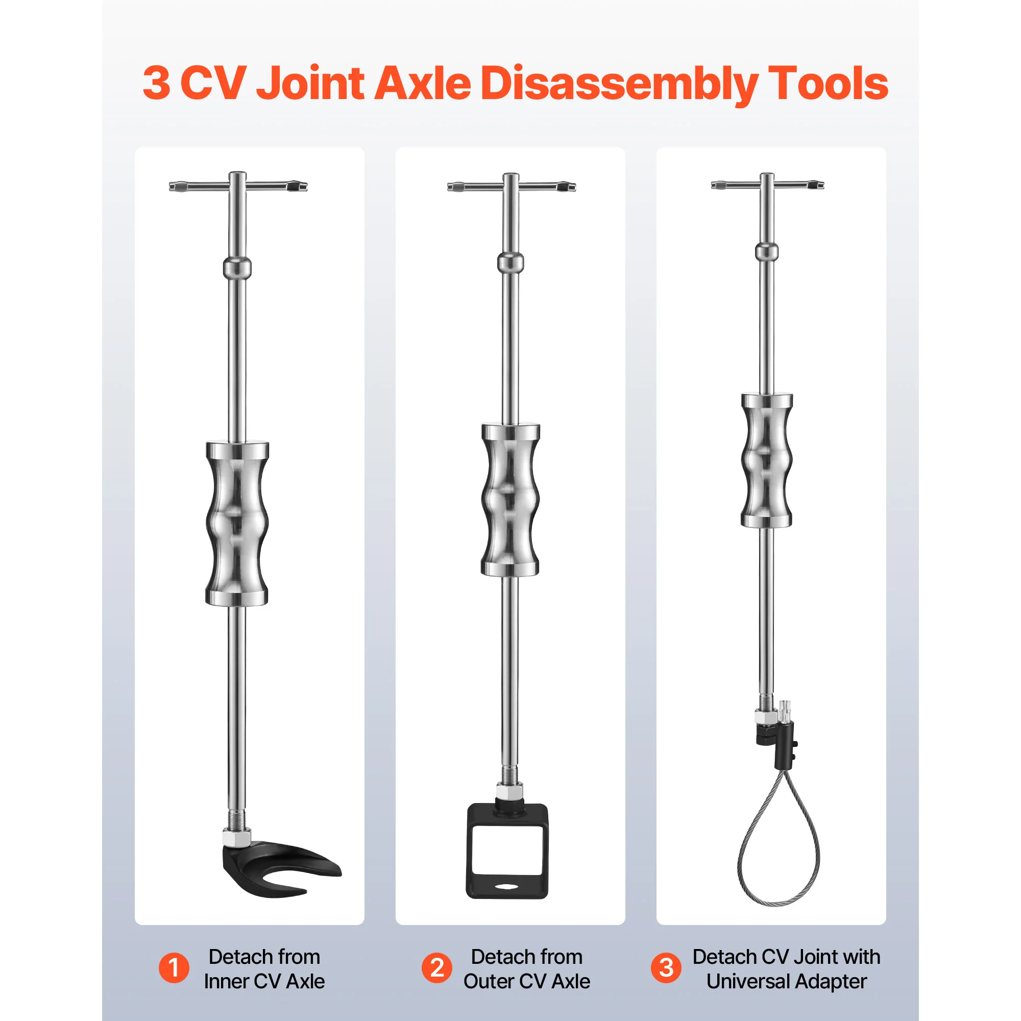 SucceBuy Inner CV Axle Puller Tool Set with 5/8in-18 Slide Hammer & 2-In 2.5-In CV Joint Adapter Inner CV Joint Removal Tool Kit
