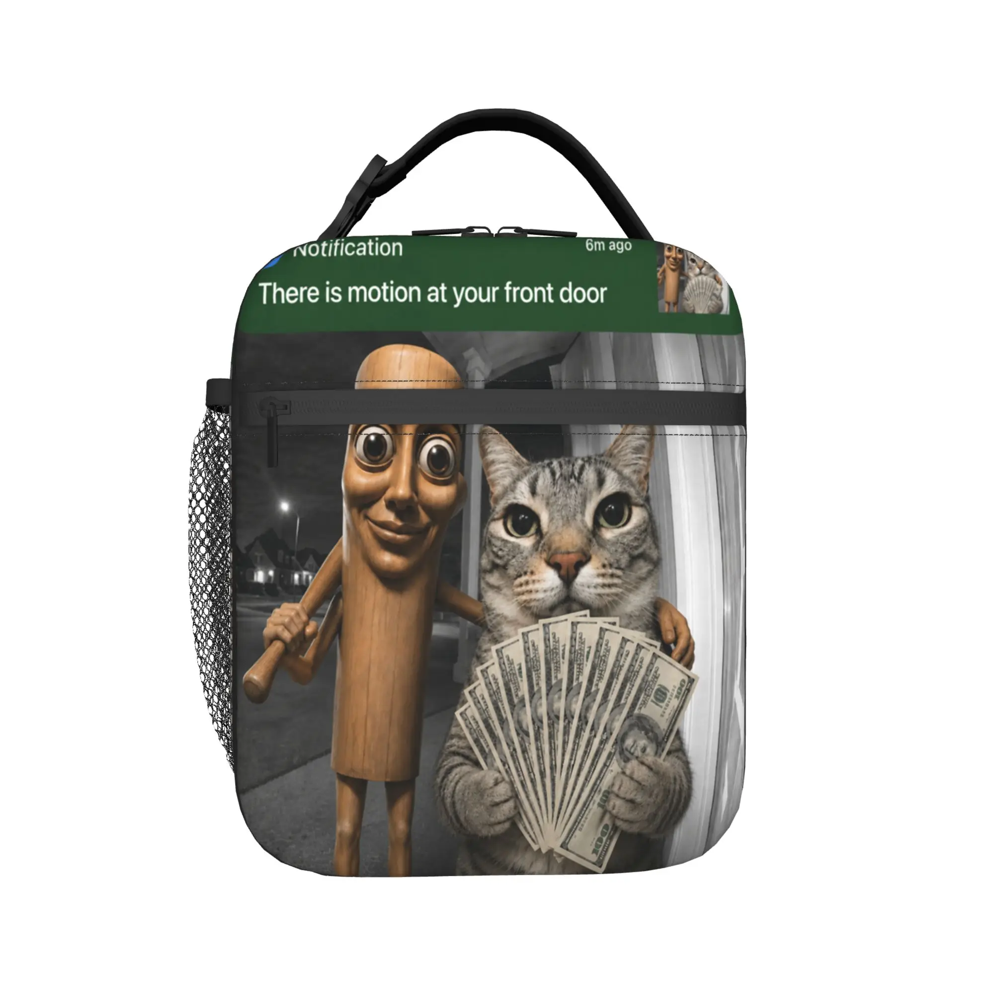 There is Motion at Your Front Door Tung Tung Tung Sahur Cat Lunch Bag  School Lunch Box For Girls Print Thermal Lunch Bags