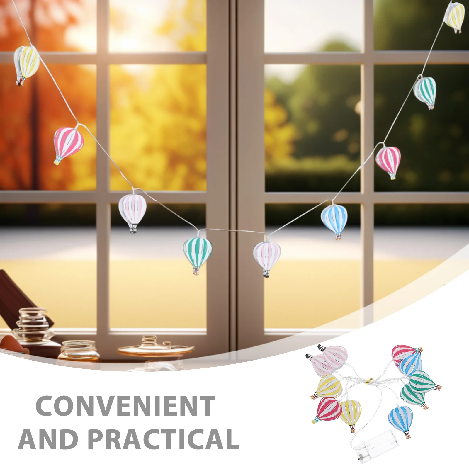 منطاد الهواء الساخن LED سلسلة أضواء تعمل أضواء معلقة داخلية لغرفة النوم حفل زفاف الإضاءة الزخرفية #6