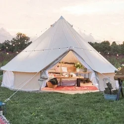 Heavy Duty Cotton Canvas 3m 4m 5m 6m Teepee Yurt Glamping Tent New Design Outdoor Bell Tent Waterproof With Stove Hole