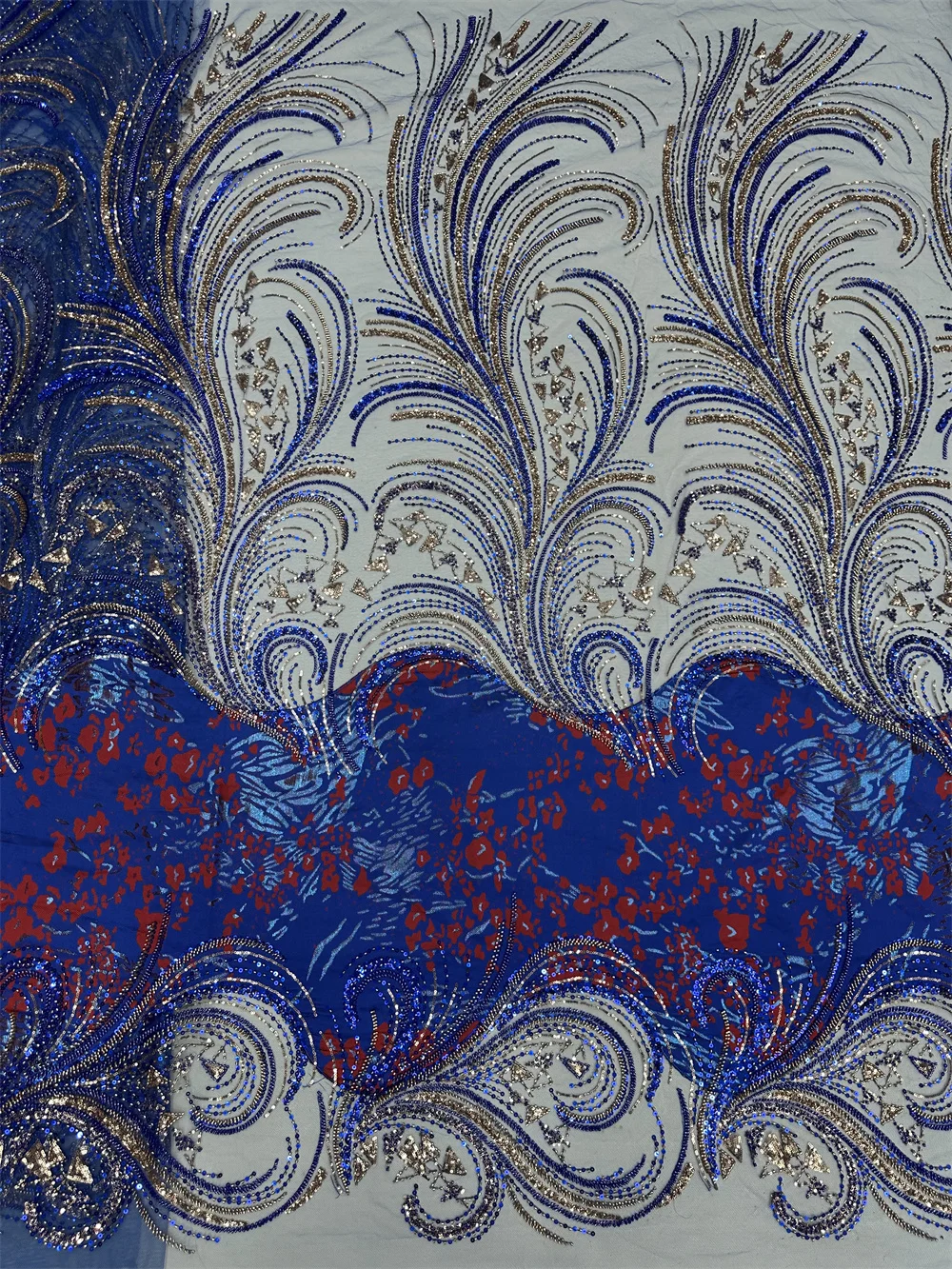 

Latest African French Tulle Chiffon Lace With Sequins African Lace Fabric 5Yards Embroidery Nigerian Bead Fabric For Party Dress