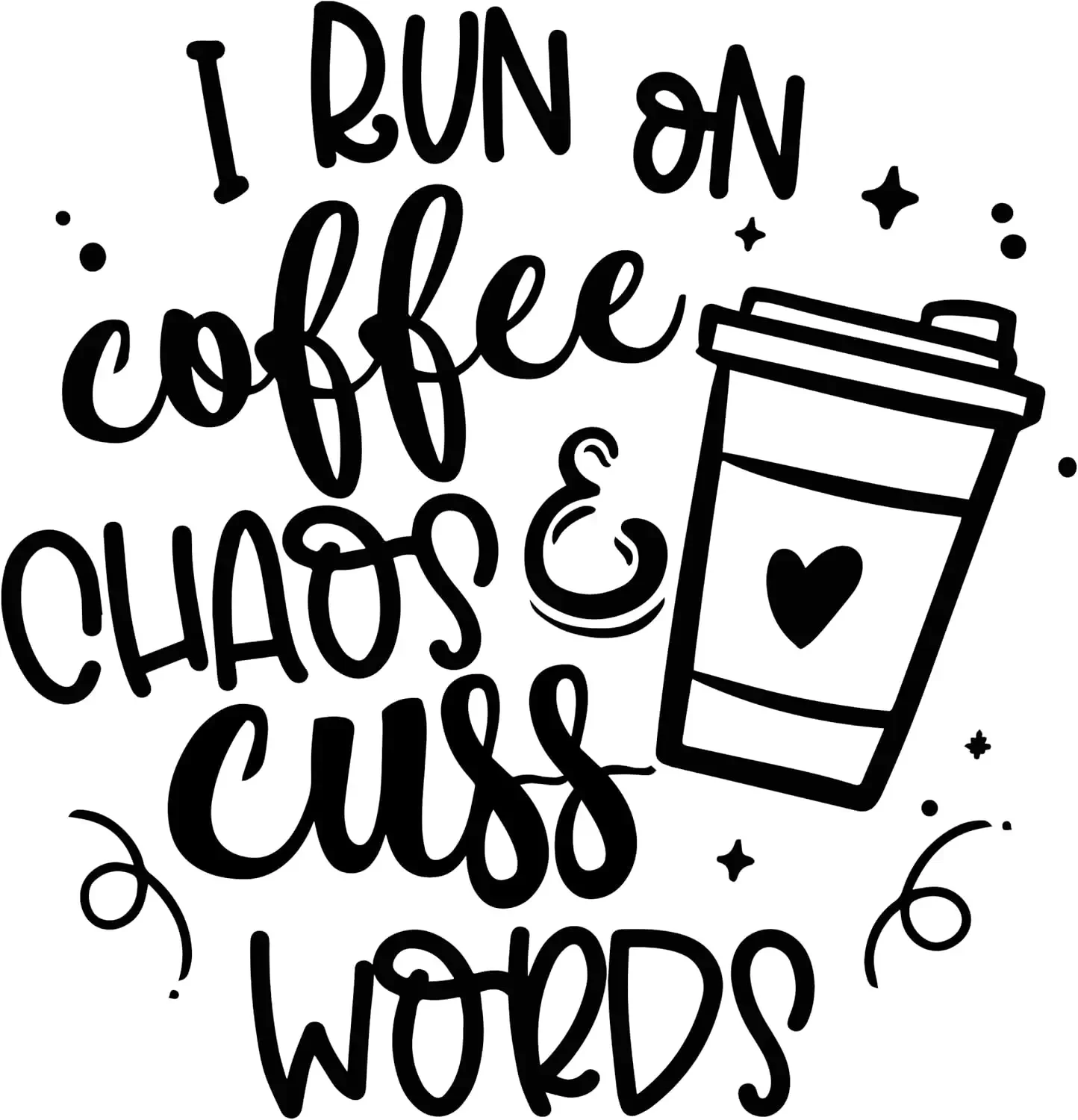 

1 шт. забавная автомобильная наклейка «Я работаю на кофе и хаосе», водонепроницаемая виниловая наклейка для женщин, декор для автомобильных окон и кружек, не выцветает