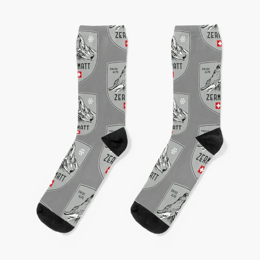 Zermatt Mountain Switzerland Emblem Socks Crossfit loose cycling Men's Socks Luxury Women's