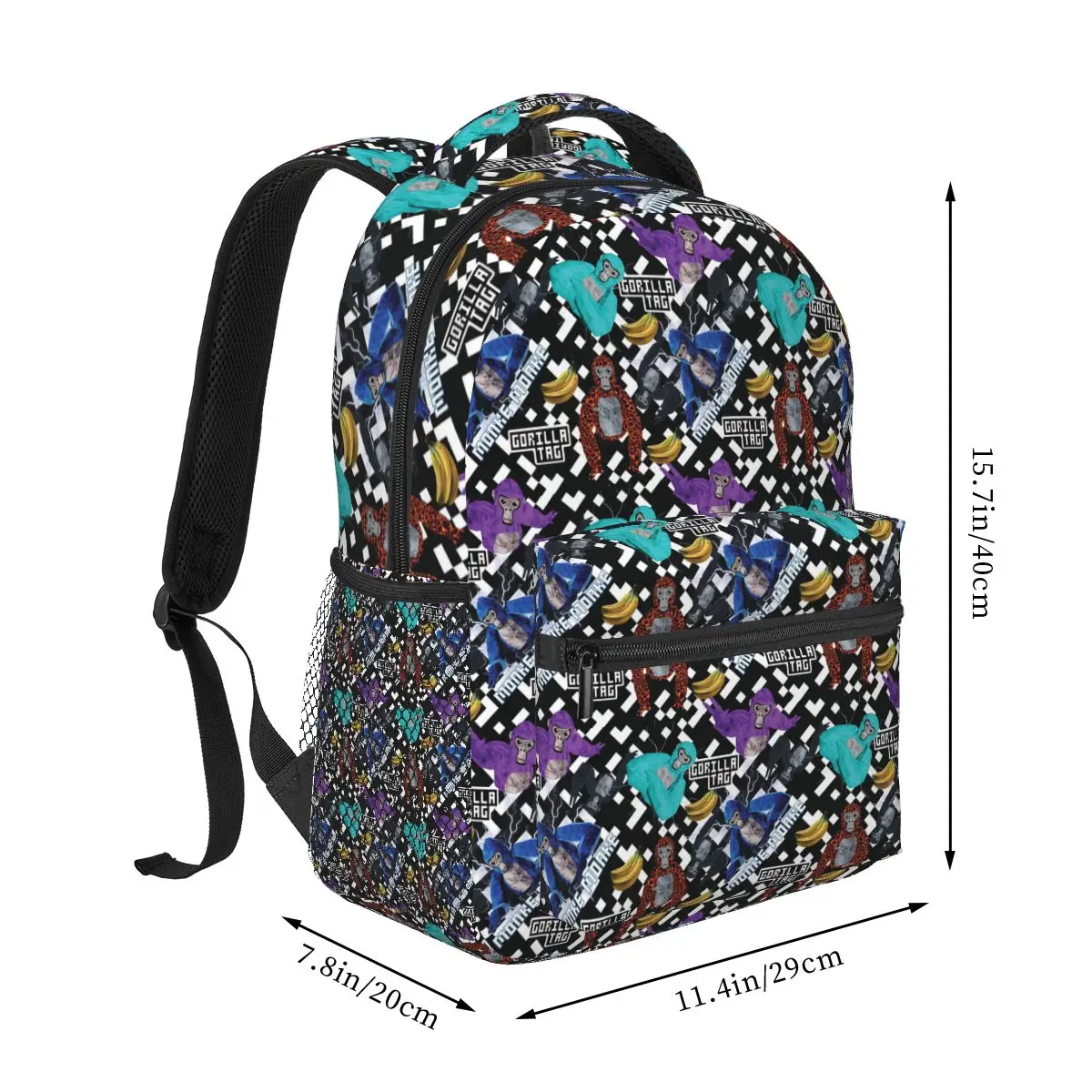 Gorilla Tag VR Gamer Merch Pixel Monke Backpack Student Boys Girls BookBag Children School Bag Computer Shoulder Bags Men Women