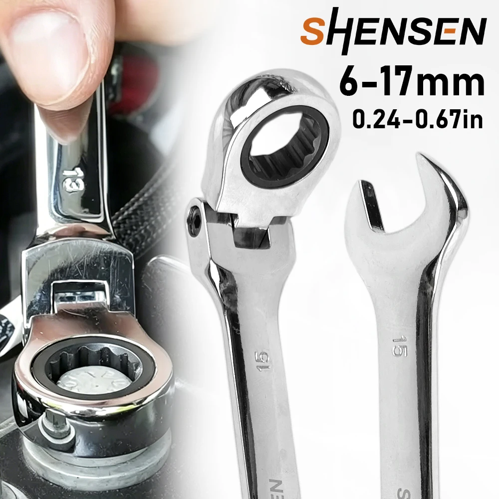 

72-tooth 6-17mm adjustable ratchet wrench, flexible head dual-purpose wrench for pipe & open end, ideal for automotive repair