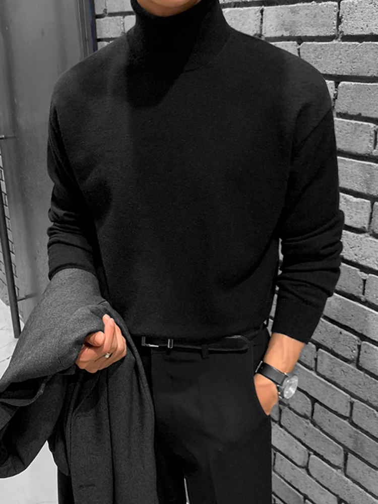 

Мужской утепленный свободный вязаный свитер MRCYC с высоким воротником, зимний повседневный теплый базовый слой, верхняя одежда, 100% полиэстер