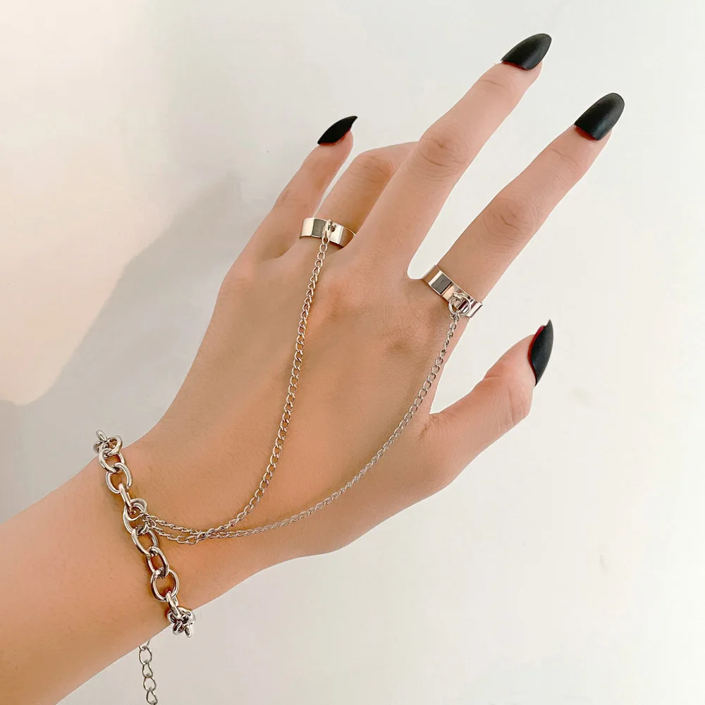 Cross-Border Hot-Selling Finger Bracelet, Fashionable Punk Style, Creative Finger Interlocking Bracelet Ring, Detachable Trendy Cool Jewelry
